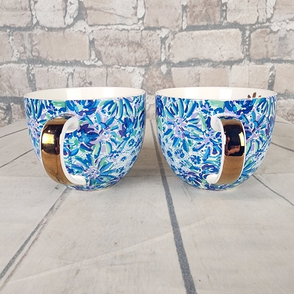 Lily Pulitzer Multicolor Watercolor Floral Ceramic Large Coffee Mugs Set of 2 - Picture 6 of 10